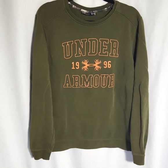 Under Armour Rival Antler Pullover Sweatshirt Green & Orange Size Large - Picture 7 of 7